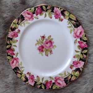 Vintage Black Magic Queen Anne Roses Fine Bone China Plate England
